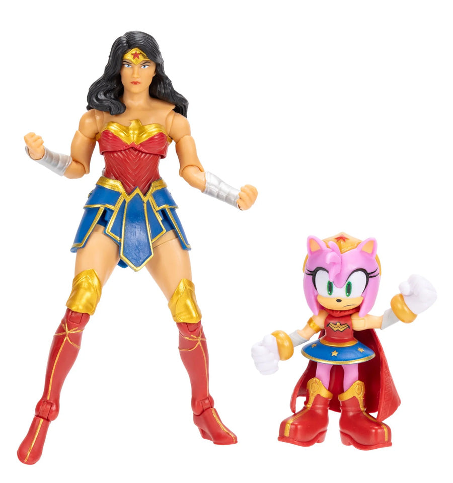 DC X Sonic the Hedgehog Amy as Wonder Woman and Wonder Woman Action Figure