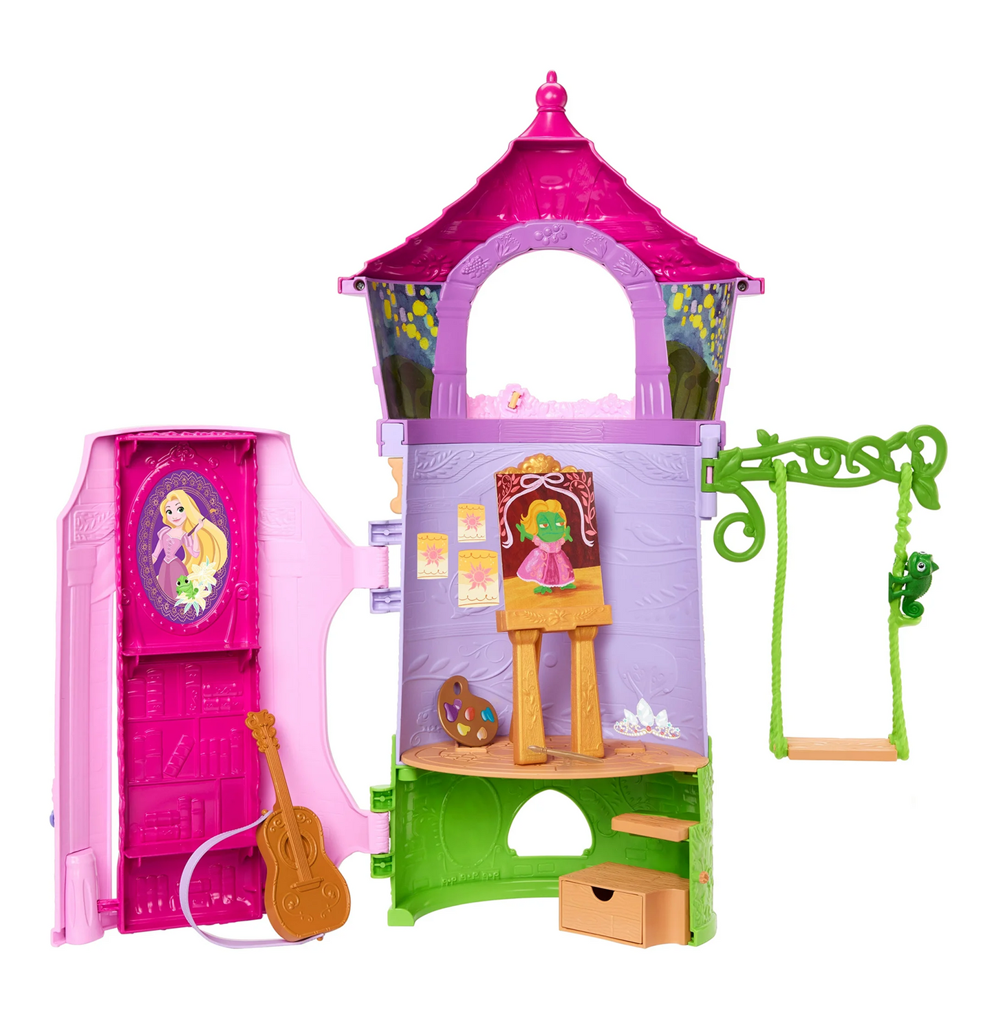 Disney Princess Enchanted Stories Rapunzel's Tower Playset With 6 Play Areas, Pascal Figure