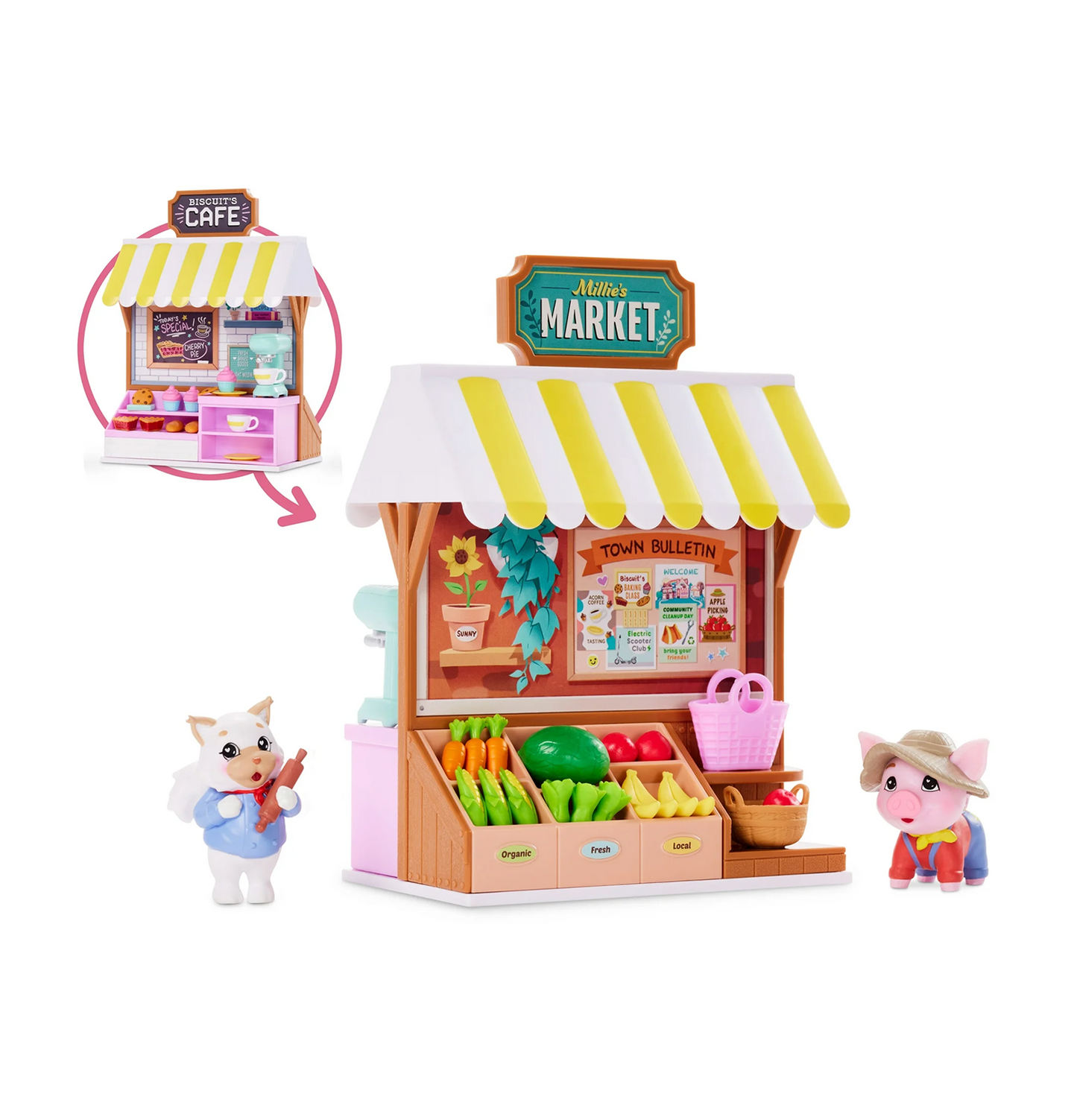 Friendship Heights Market & Cafe 2 In 1 Playset with Millie & Biscuit