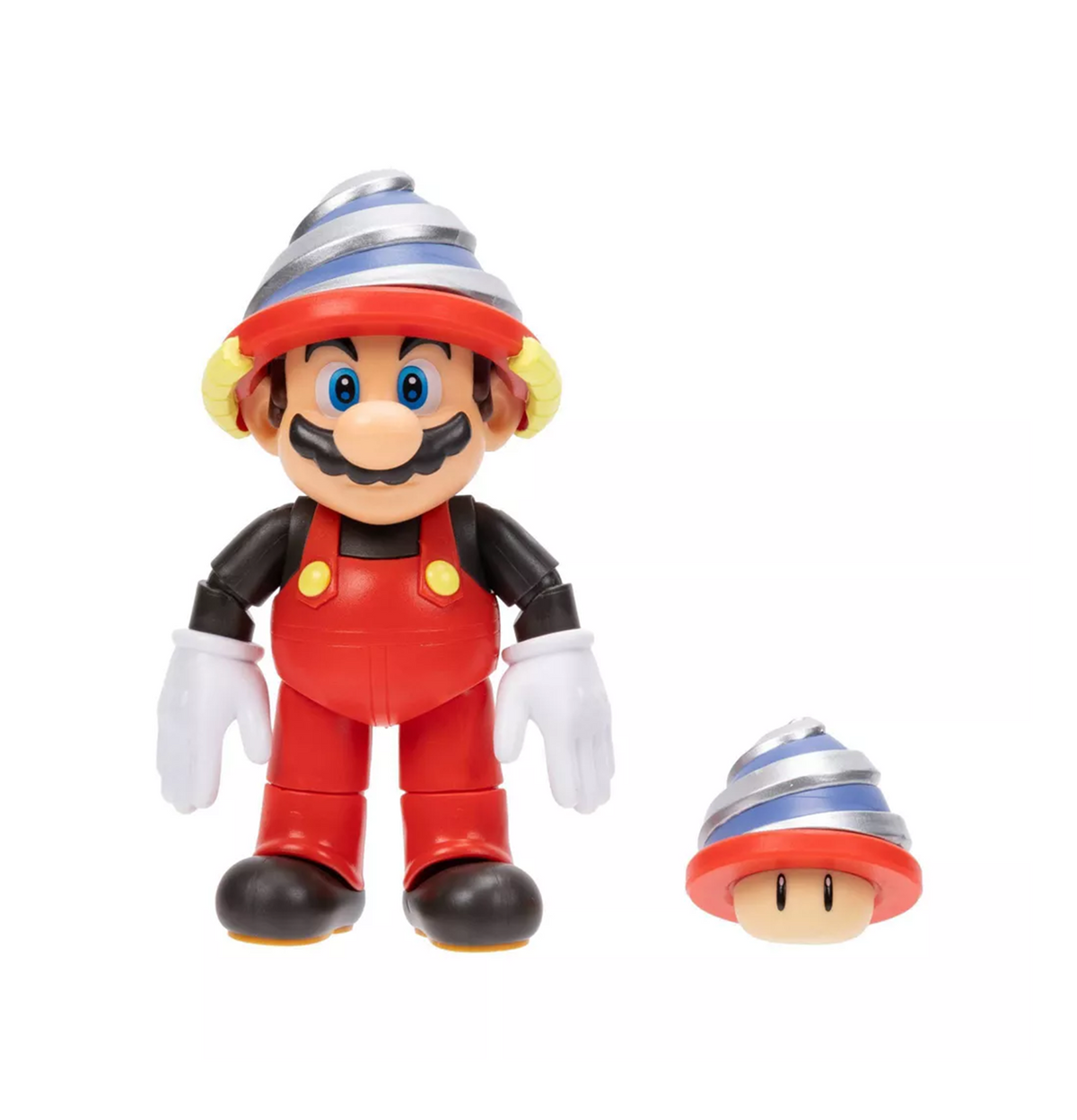 World of Nintendo Super Mario 4" Drill Mario with Drill Mushroom Action Figure