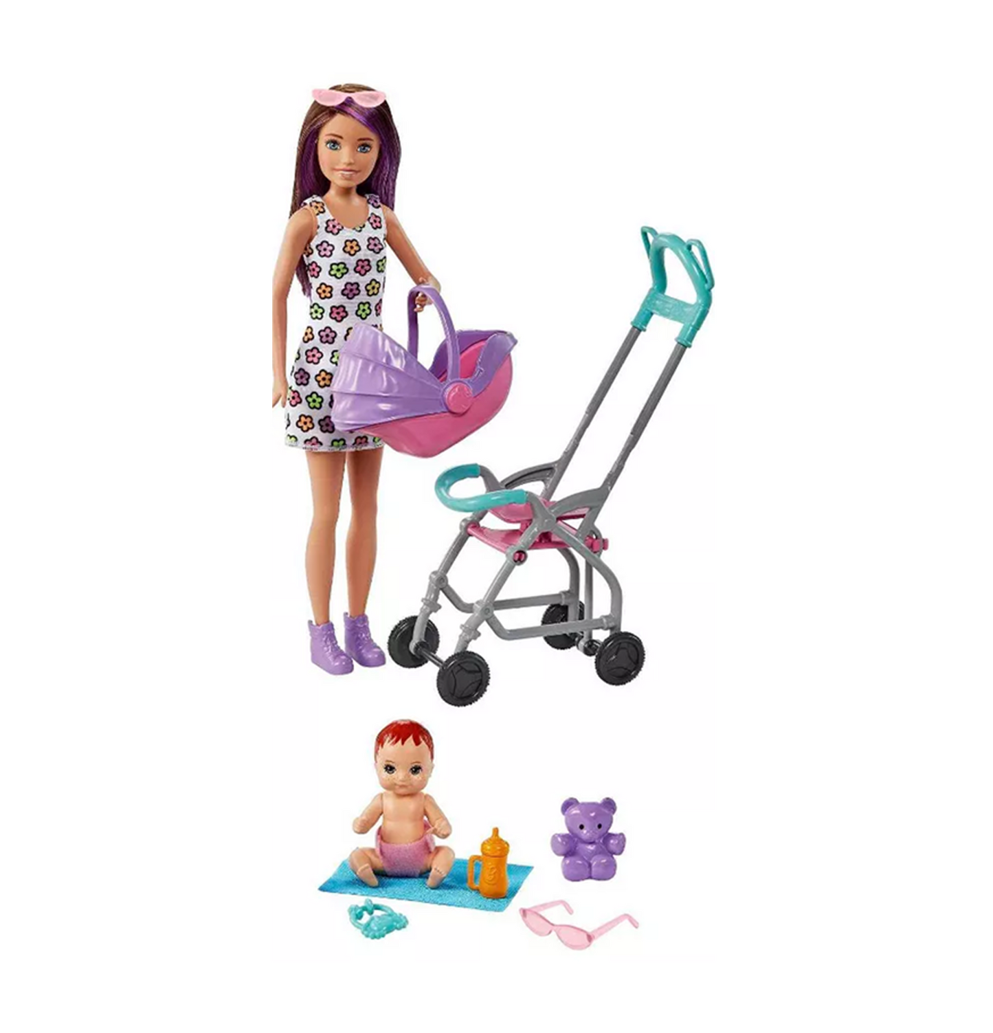 Barbie Skipper Babysitters Inc. Doll & Stroller Playset-Straight Brunette Hair