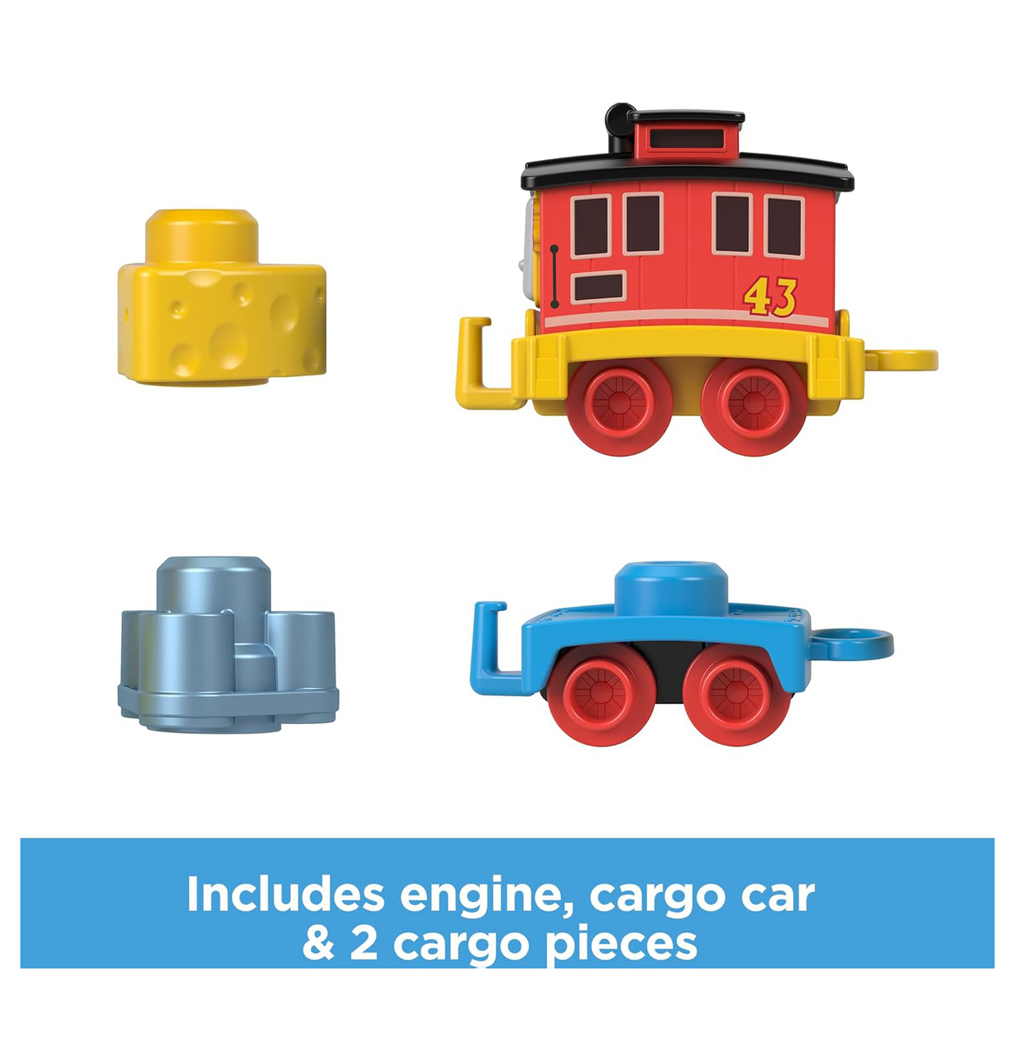 Thomas & Friends, My First Brake Car Bruno Push-Along Toy Train with Stacking Cargo