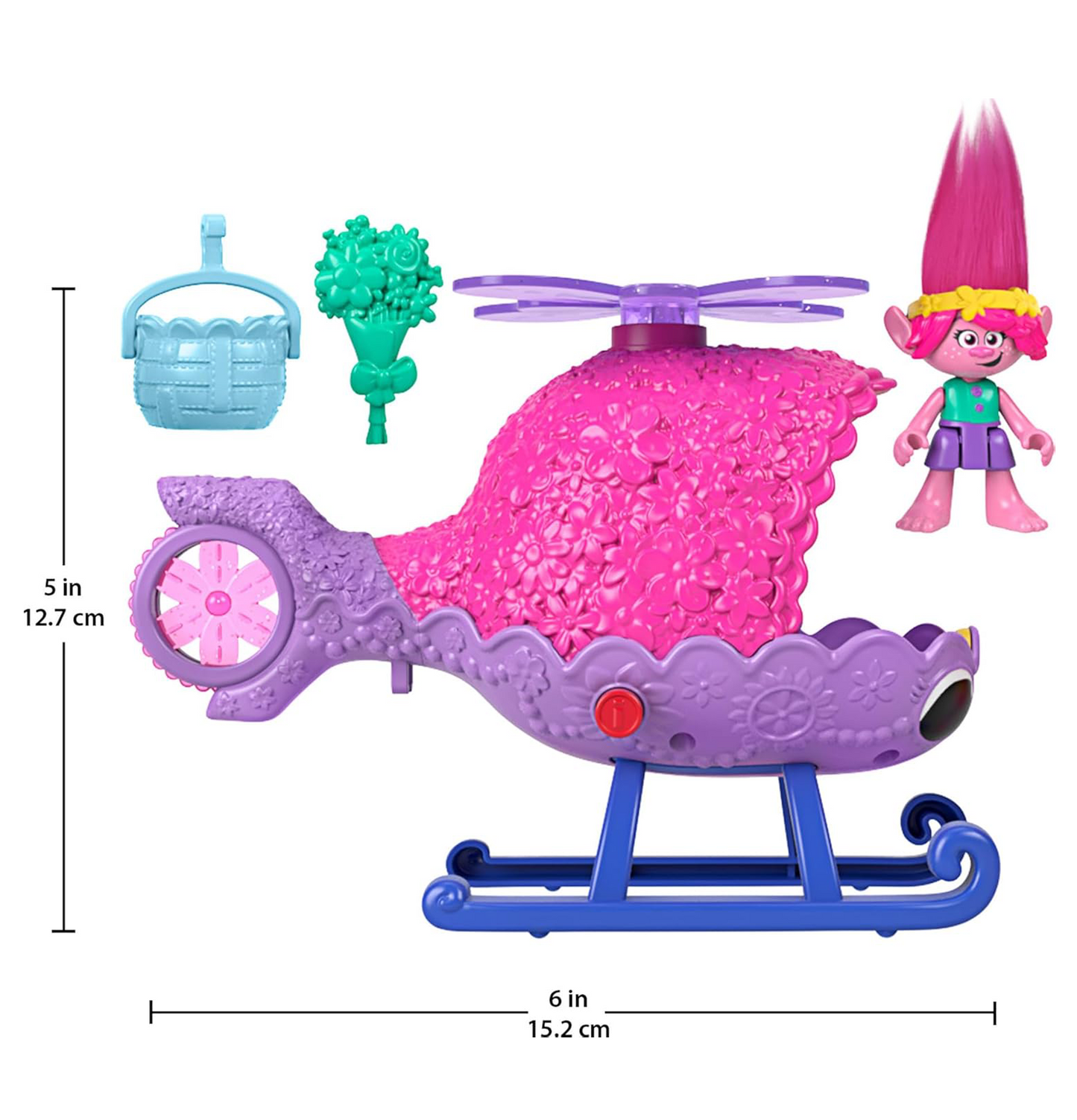 Imaginext Dreamworks Trolls Poppy Figure and Toy Helicopter Playset