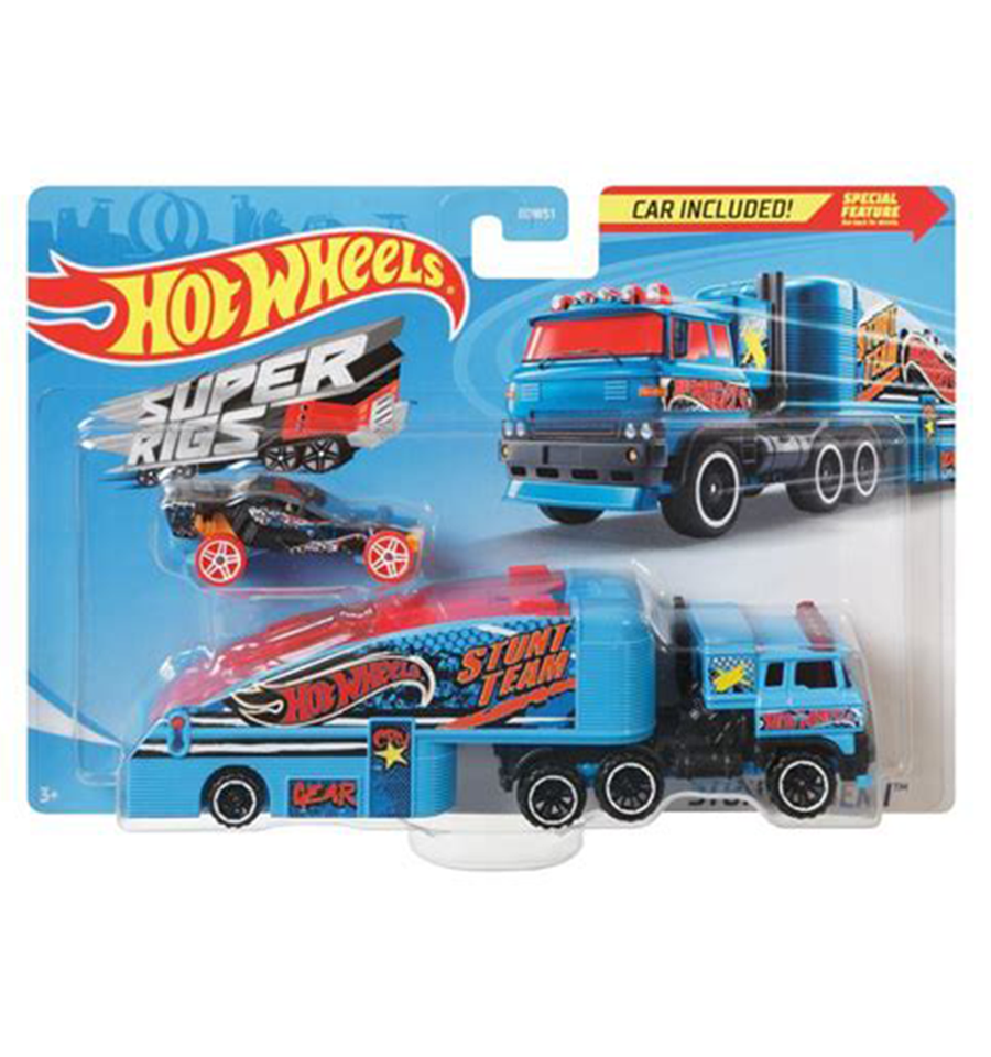 Hot Wheels 2019 Super Rigs Stuntin' Semi W/ Vehicle