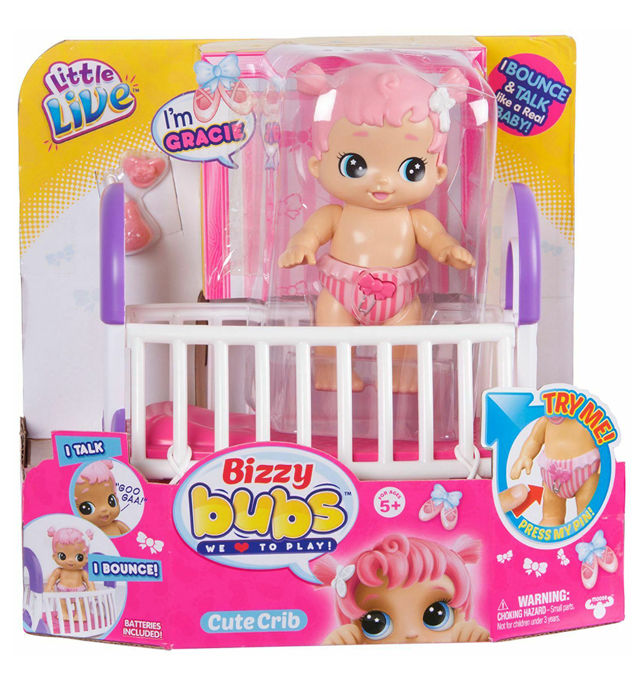 Little Live Babies, Bouncing Baby Doll Gracie with Crib – Toys Onestar