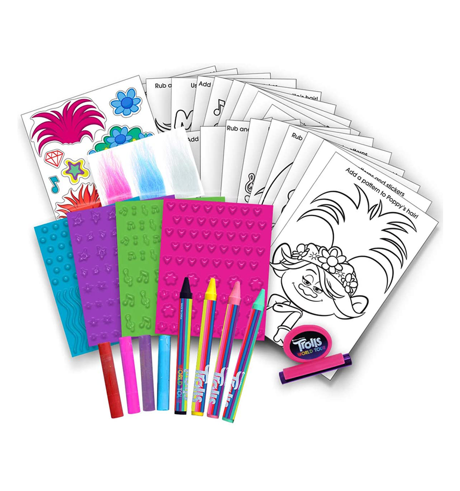 Trolls World Tour Hair Designer Rubbing Plates Activity Kit