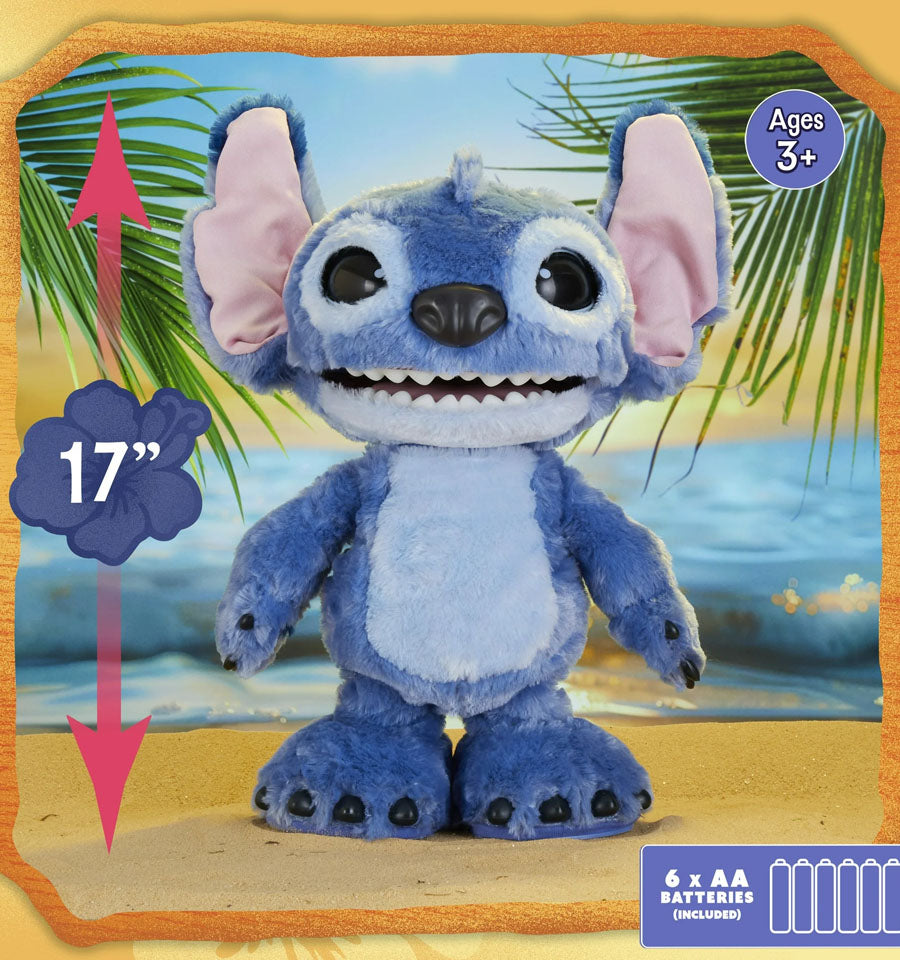 Disney Stitch Ultimate Stitch Interactive 17" Plush Toy, 100+ Sounds & Reactions, Kids Ages 3+