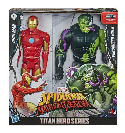 Marvel Titan Hero 12-inch Spider-Man Maximum Venom Series 2-Pack Iron Man vs Venomized Hulk