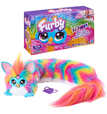 FURBY DJ Interactive Snuggly Rainbow Electronic Plush with Music, Lights, Motion, & Games, Speaks English & Furbish
