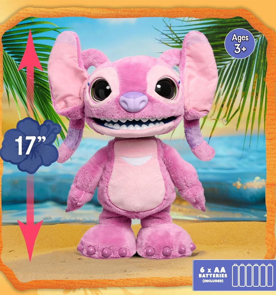 Disney Stitch Ultimate Angel Interactive 17" Plush Toy, 100+ Sounds & Reactions, Moves Like a Real-Life Angel