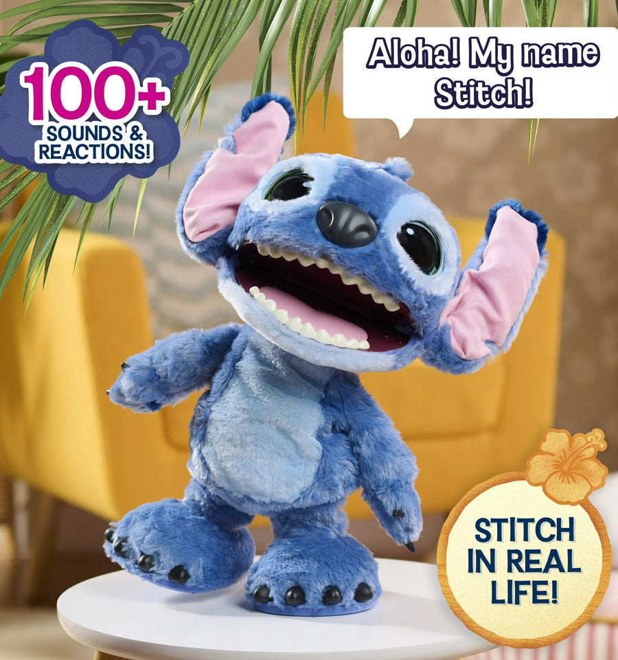 Disney Stitch Ultimate Stitch Interactive 17" Plush Toy, 100+ Sounds & Reactions, Kids Ages 3+
