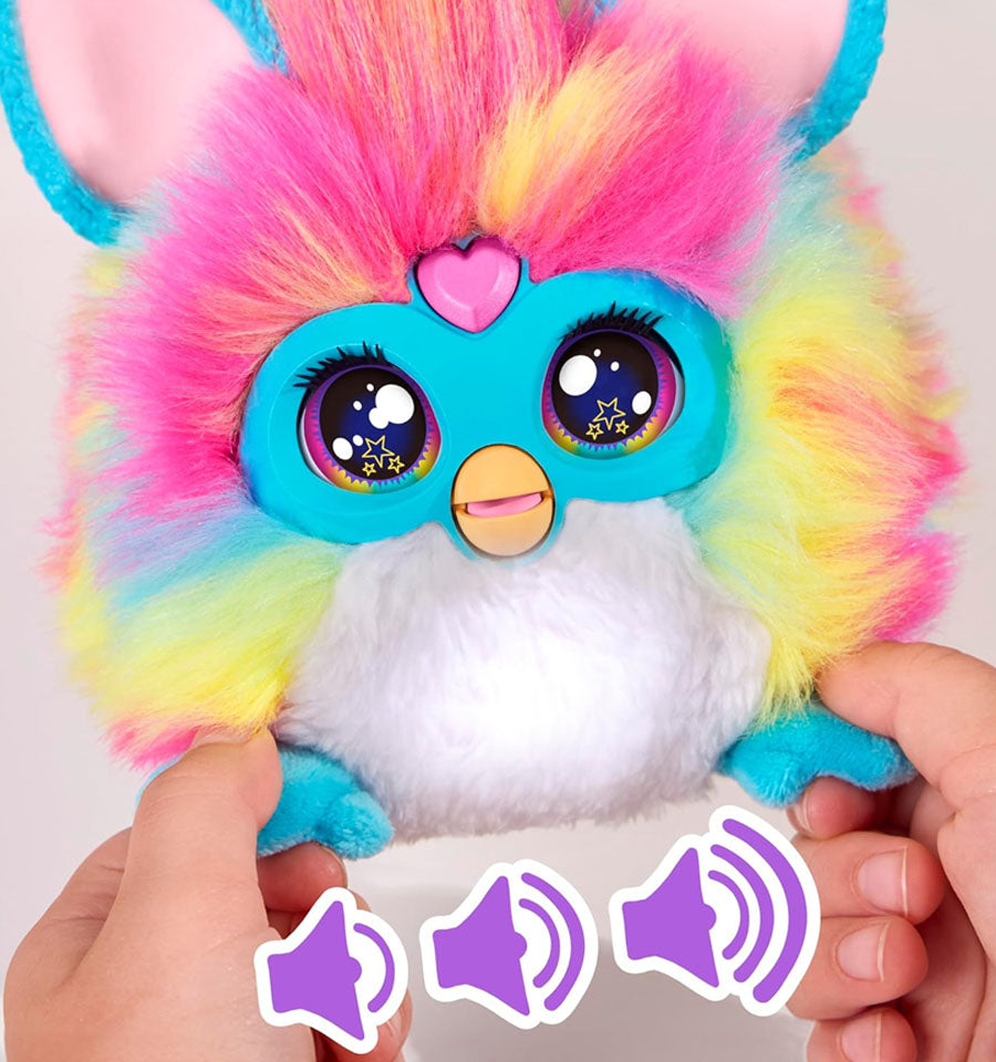 FURBY DJ Interactive Snuggly Rainbow Electronic Plush with Music, Lights, Motion, & Games, Speaks English & Furbish