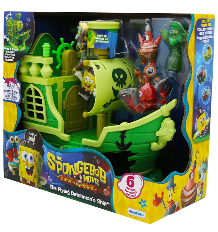 SpongeBob Squarepants Movie: The Search for Squarepants - The Flying Dutchman’s Ship Playset with 6 Exclusive Figures, Lights, Motion & Hidden Features for Kids Ages 3+