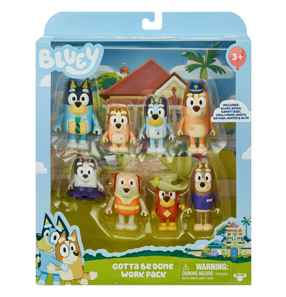 Bluey Gotta Be Done Work Mini Figure 8-Pack