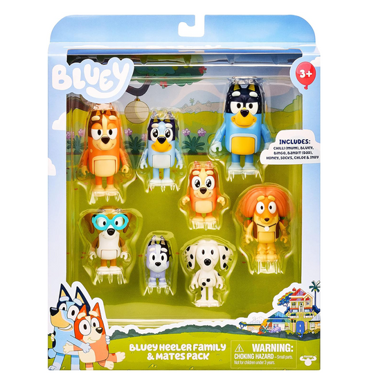 Bluey Heeler Family & Mates Mini Figure 8-Pack