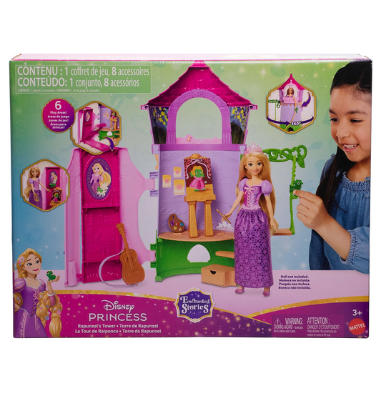 Disney Princess Enchanted Stories Rapunzel's Tower Playset With 6 Play Areas, Pascal Figure