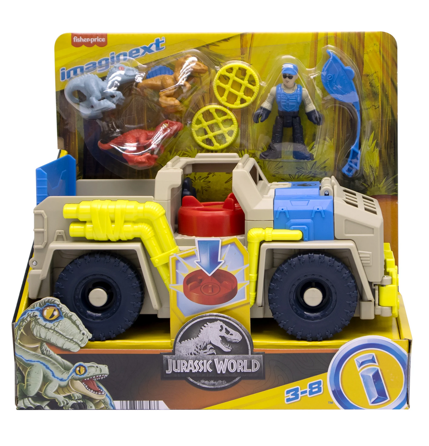Imaginext Jurassic World Track & Transport Dino Truck Vehicle & Figure Set