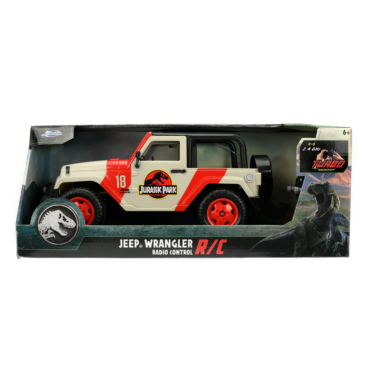 Jada Jurassic World RC 1992 Jeep Wrangler – Turbo Function, Precision Controls, Classic Design, 1:16 Scale