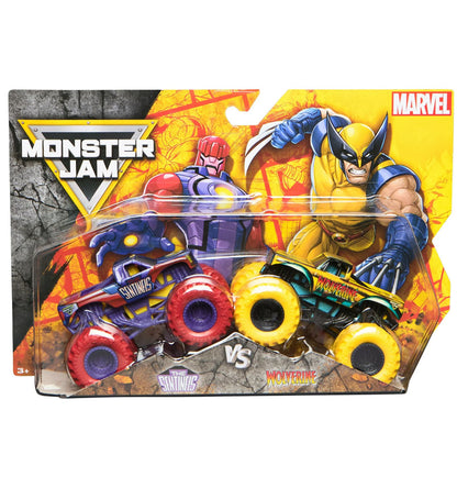 Monster Jam, Marvel Official the Sentinels Vs. Wolverine Die-Cast Monster Trucks, 1:64 Scale