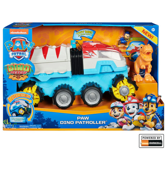 Paw Patrol, Dino Rescue Dino Patroller Motorized Team Vehicle with Exclusive Chase and T. Rex Toy Figures