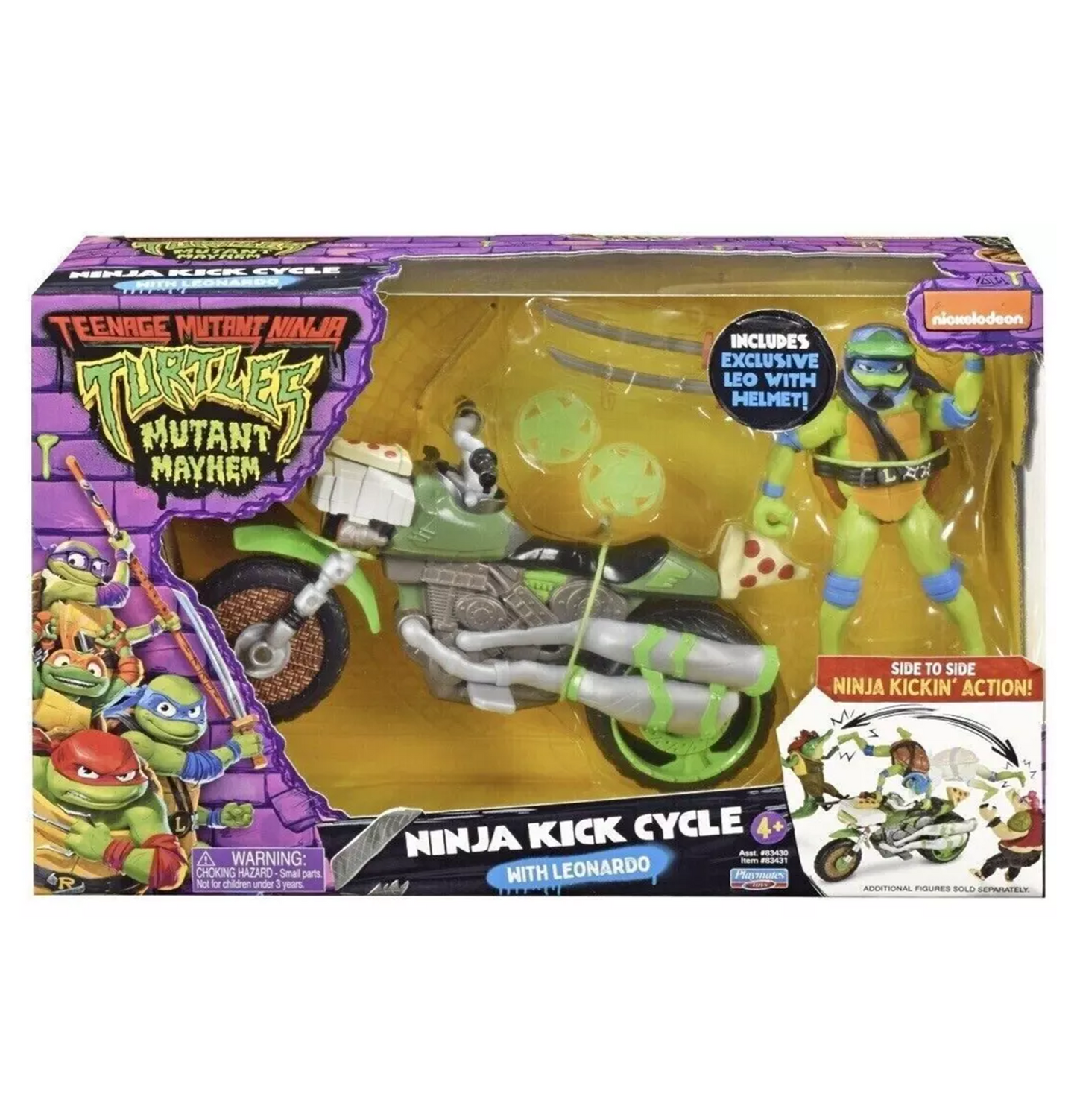 Teenage Mutant Ninja Turtles Mutant Mayhem Ninja Kick Cycle with Leonardo Vehicle & Action Figure