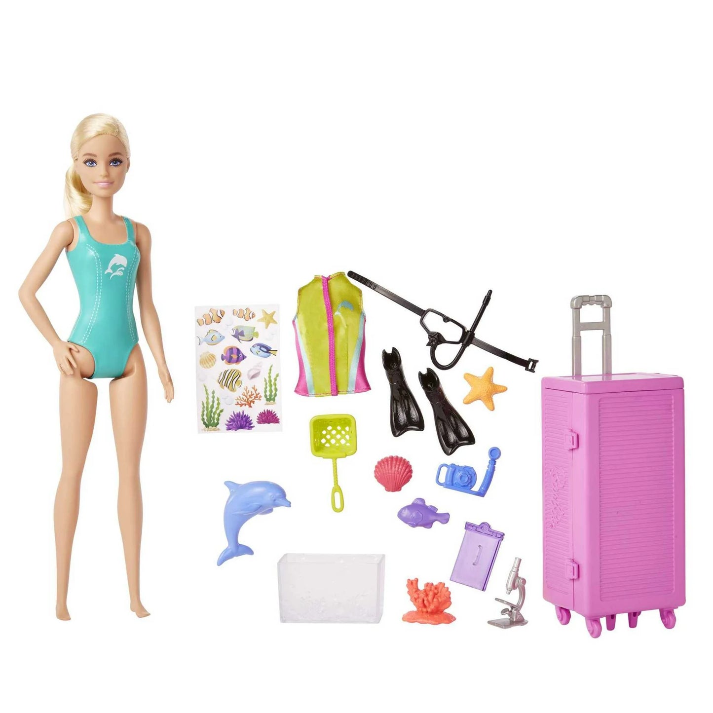 Barbie Marine Biologist Doll and Accessories, Mobile Lab Playset with Blonde Doll
