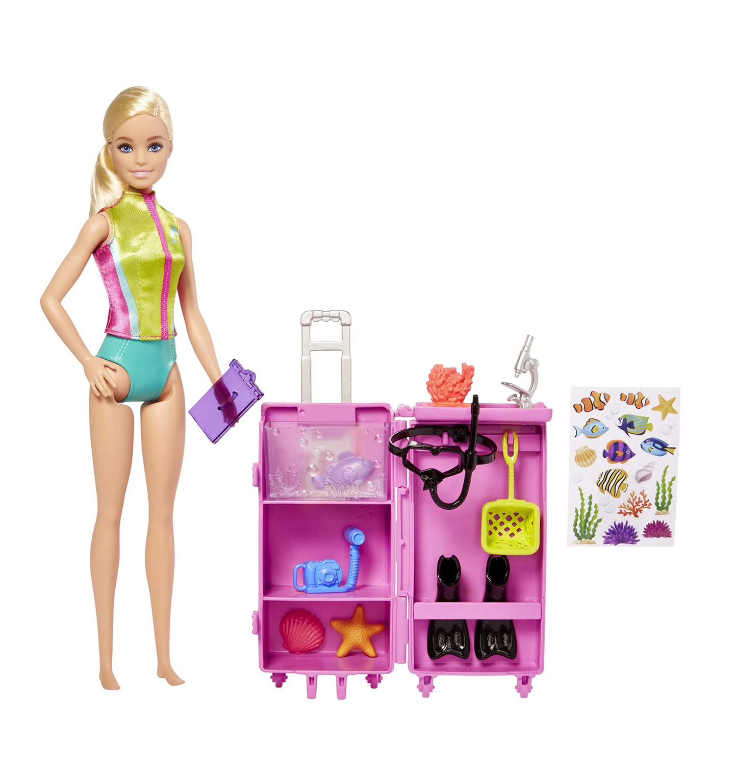 Barbie Marine Biologist Doll and Accessories, Mobile Lab Playset with Blonde Doll