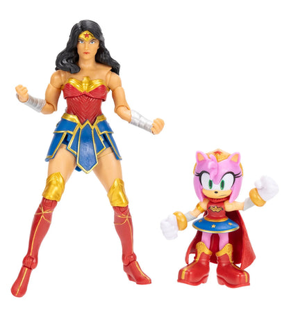 DC X Sonic the Hedgehog Amy as Wonder Woman and Wonder Woman Action Figure