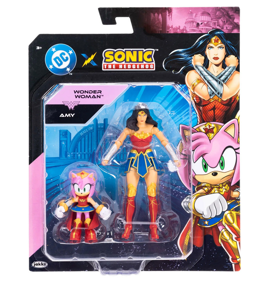 DC X Sonic the Hedgehog Amy as Wonder Woman and Wonder Woman Action Figure