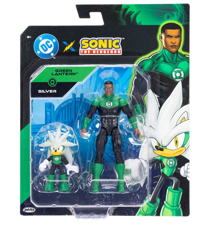 DC X Sonic the Hedgehog Silver as Green Lantern and Green Lantern Action Figure