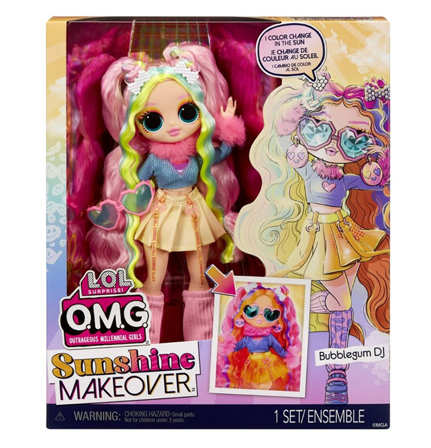LOL Surprise OMG Sunshine Makeover Bubblegum DJ Fashion Doll