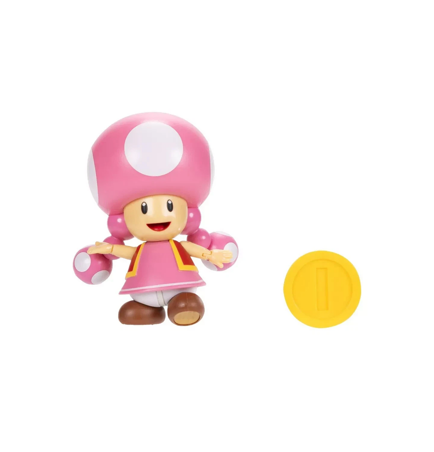 World of Nintendo Toadette 4" Action Figure with coin