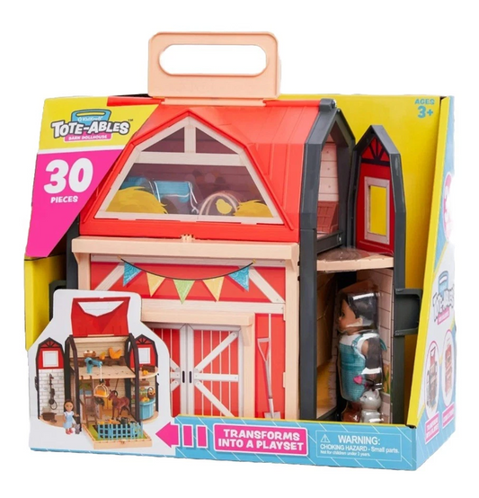KidKraft Tote-ables Portable Barn Dollhouse with Doll Included
