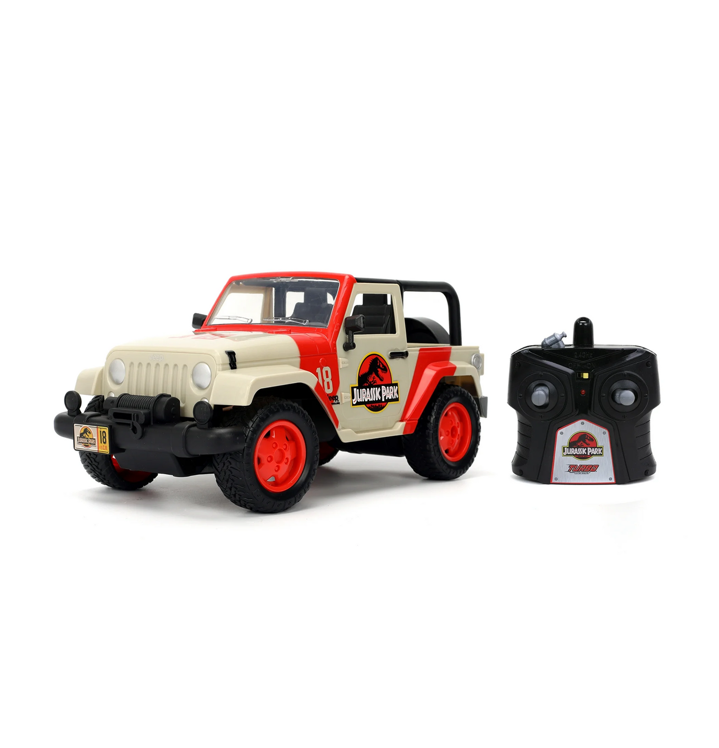 Jada Jurassic World RC 1992 Jeep Wrangler – Turbo Function, Precision Controls, Classic Design, 1:16 Scale