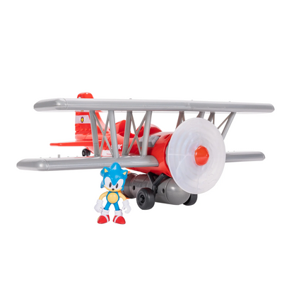 Sonic Tornado Biplane 2.5-inch Action Figure Playset with Sounds and Motorized Propeller