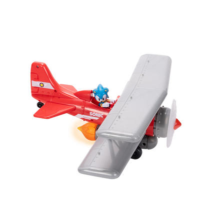 Sonic Tornado Biplane 2.5-inch Action Figure Playset with Sounds and Motorized Propeller