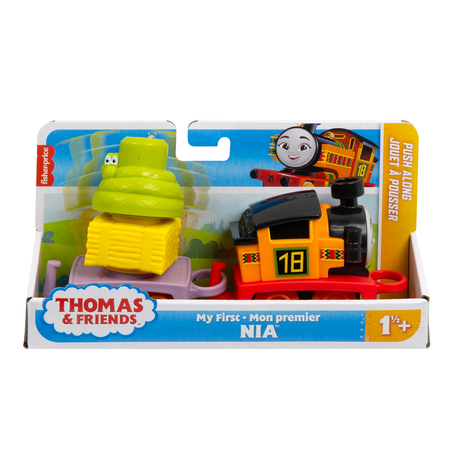 Thomas & Friends, My First Nia Push-Along Toy Train with Stacking Cargo