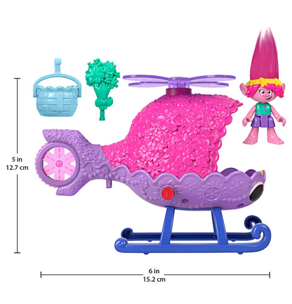 Imaginext Dreamworks Trolls Poppy Figure and Toy Helicopter Playset