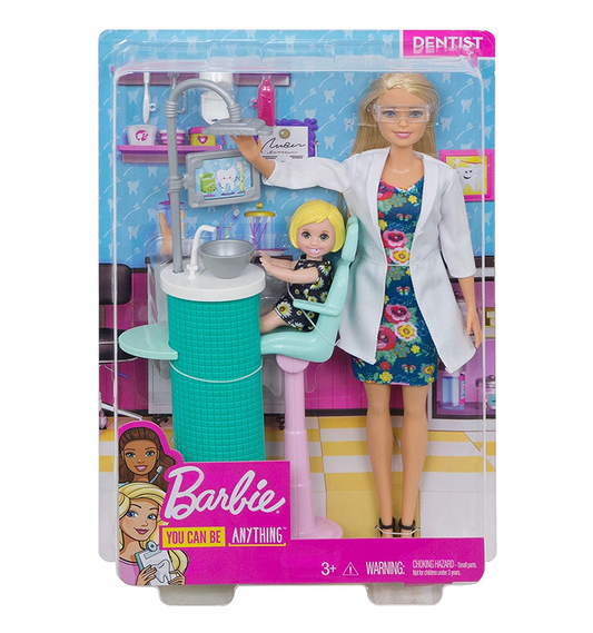 Barbie Careers Dentist Doll & Toddler Patient Doll Playset, Blonde