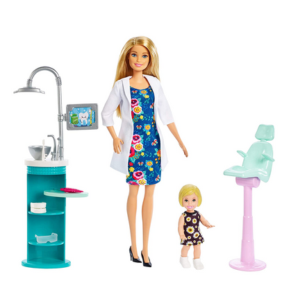 Barbie Careers Dentist Doll & Toddler Patient Doll Playset, Blonde