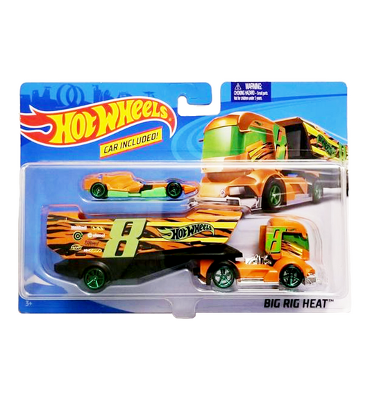 Hot Wheels Big Rig Heat with Detachable Trailer and Car - Orange