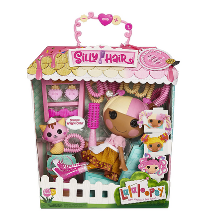 Lalaloopsy Silly Hair Doll Scoops Waffle Cone with Pet Cat Playset, 13" Doll