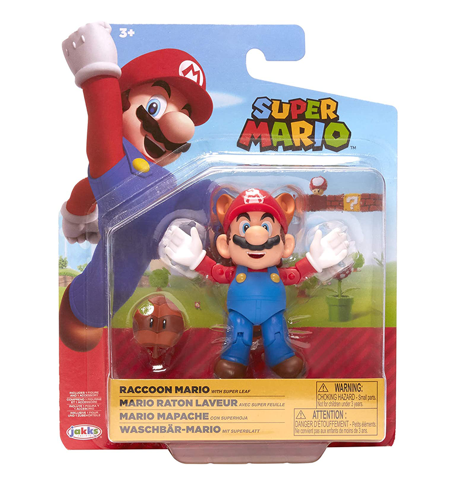 World of Nintendo 4" Racoon Mario Figure with Leaf
