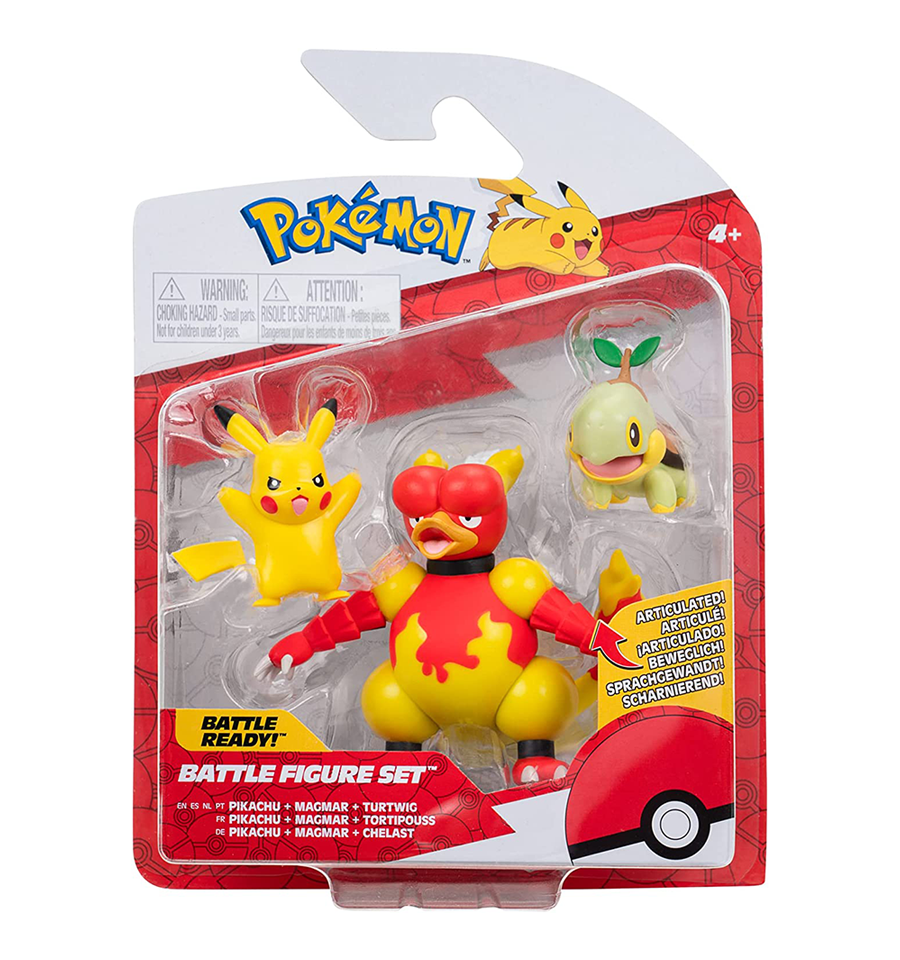 Pokémon Battle Figure Pikachu, Magmar & Turtwig Mini Figure 3-Pack