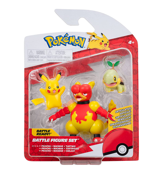 Pokémon Battle Figure Pikachu, Magmar & Turtwig Mini Figure 3-Pack