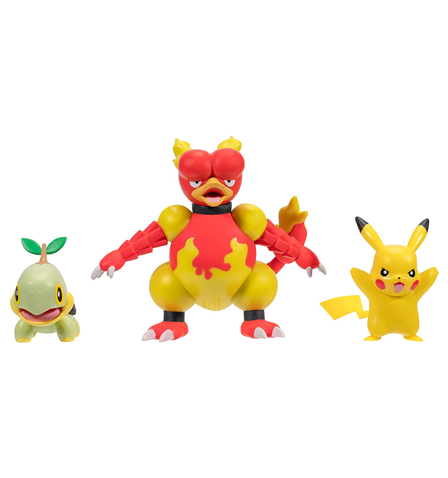Pokémon Battle Figure Pikachu, Magmar & Turtwig Mini Figure 3-Pack