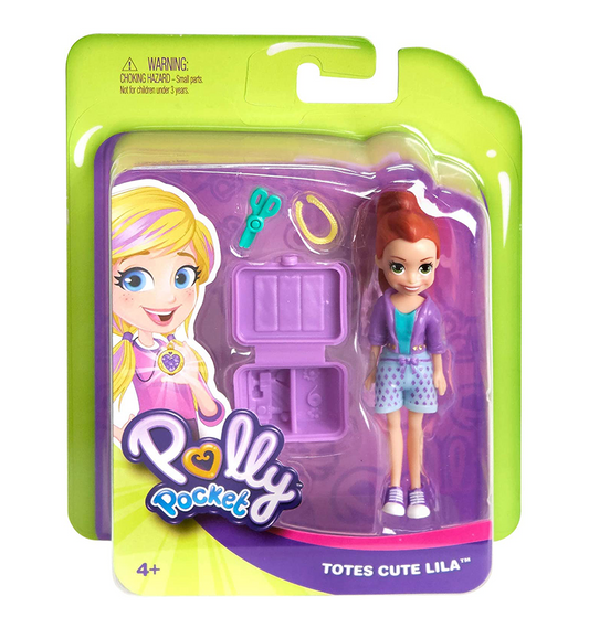 Polly Pocket Active Pose Totes Cute Lila Glam Doll with Salon Kit