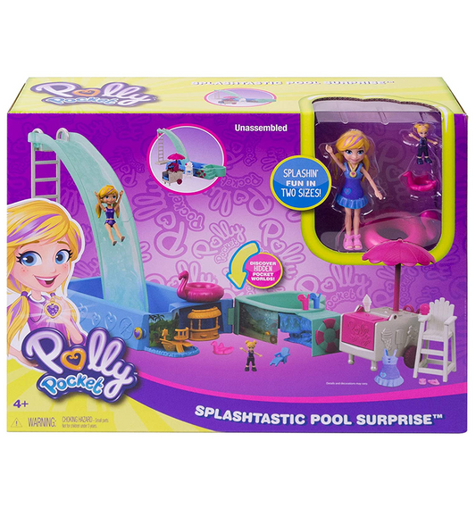 Polly Pocket Splashtastic Pool Surprise Playset with 2 Polly Dolls