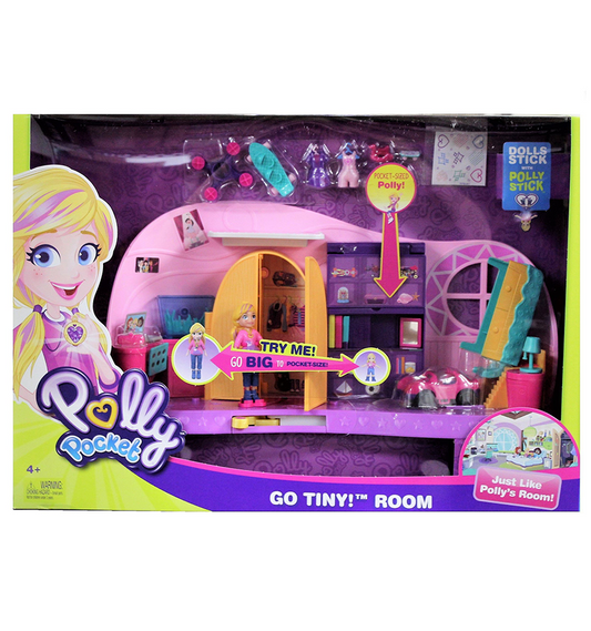 Polly Pocket Go Tiny! Room Playset with Adventure Dolls & Accessories
