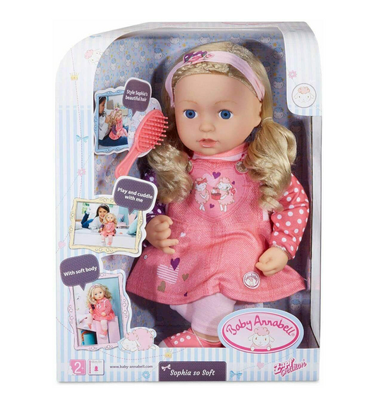 Sophia So Soft Baby Doll with Brushable Hair- Pink Outfit